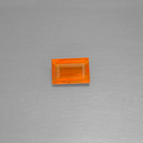 0.43 ct Orange Fire Opal Gemstone, Fire Opal Gem in Baguette Facet Shape for Sale.