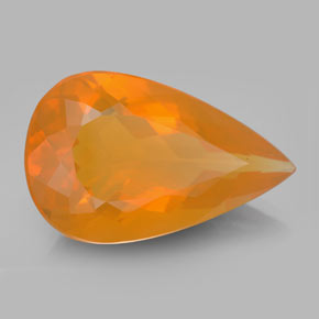 16.10 ct Orange Fire Opal Stone, Natural Fire Opal in Pear Facet Shape for Sale