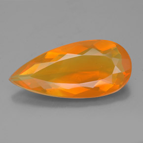 3.89 ct Orange Fire Opal Gemstone, Fire Opal Gem in Pear Facet Shape for Sale.
