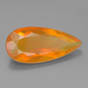 3.89 ct Orange Fire Opal Stone, Natural Fire Opal in Pear Facet Shape for Sale