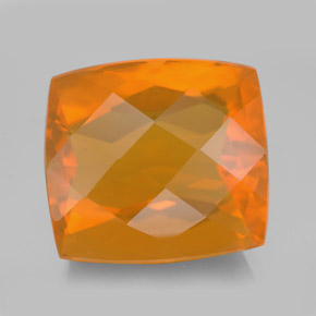 13.56 ct Orange Fire Opal Gemstone, Fire Opal Gem in Cushion Checkerboard Shape for Sale.