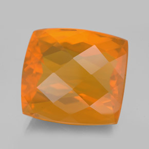 13.56 ct Orange Fire Opal Stone, Natural Fire Opal in Cushion Checkerboard Shape for Sale