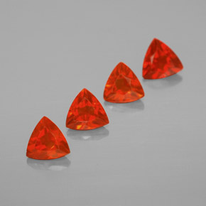 1.22 ct Orange Fire Opal Gemstone, Fire Opal Gem in Trillion Facet Shape for Sale.