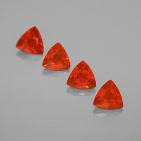 1.22 ct Orange Fire Opal Stone, Natural Fire Opal in Trillion Facet Shape for Sale