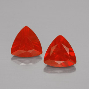 1.45 ct Orange Fire Opal Gemstone, Fire Opal Gem in Trillion Facet Shape for Sale.
