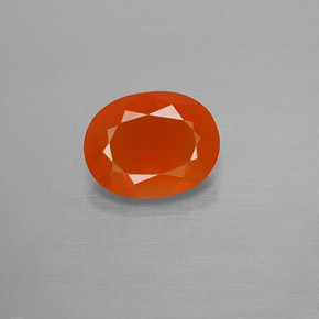 1.19 ct Orange Fire Opal Gemstone, Fire Opal Gem in Oval Facet Shape for Sale.