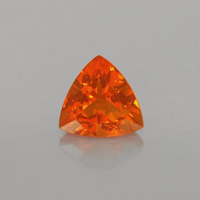 0.57 ct Orange Fire Opal Gemstone, Fire Opal Gem in Trillion Facet Shape for Sale.