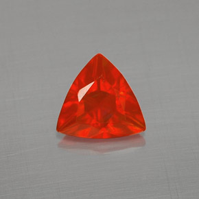 0.37 ct Orange Fire Opal Gemstone, Fire Opal Gem in Trillion Facet Shape for Sale.
