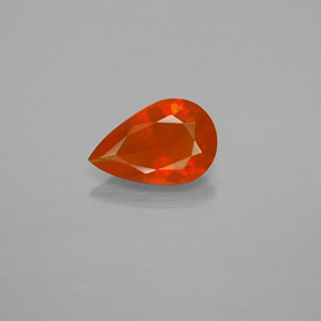0.72 ct Orange Fire Opal Gemstone, Fire Opal Gem in Pear Facet Shape for Sale.