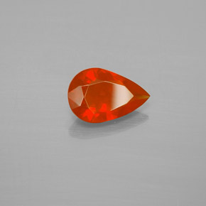 0.72 ct Orange Fire Opal Stone, Natural Fire Opal in Pear Facet Shape for Sale