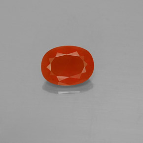 0.89 ct Orange Fire Opal Gemstone, Fire Opal Gem in Oval Facet Shape for Sale.