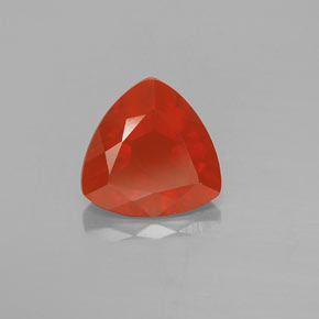 1.97 ct Orange Fire Opal Gemstone, Fire Opal Gem in Trillion Facet Shape for Sale.