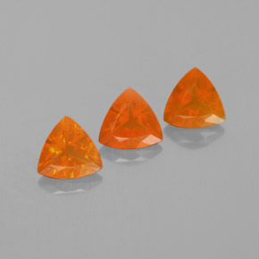 1.62 ct Orange Fire Opal Gemstone, Fire Opal Gem in Trillion Facet Shape for Sale.