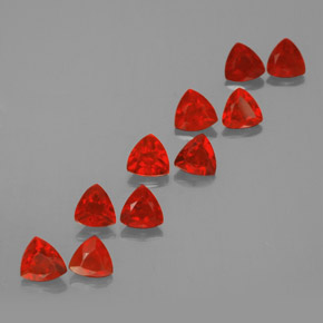 1.59 ct Orange Fire Opal Gemstone, Fire Opal Gem in Trillion Facet Shape for Sale.