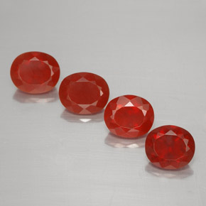 3.39 ctw Red Fire Opal Stones, Natural Fire Opal in Oval Facet Shape for Sale