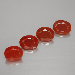 2.88 ctw Orange Fire Opal Gemstones, Fire Opal Gems in Oval Facet Shape for Sale.