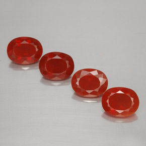 3.67 ctw Red Fire Opal Stones, Natural Fire Opal in Oval Facet Shape for Sale
