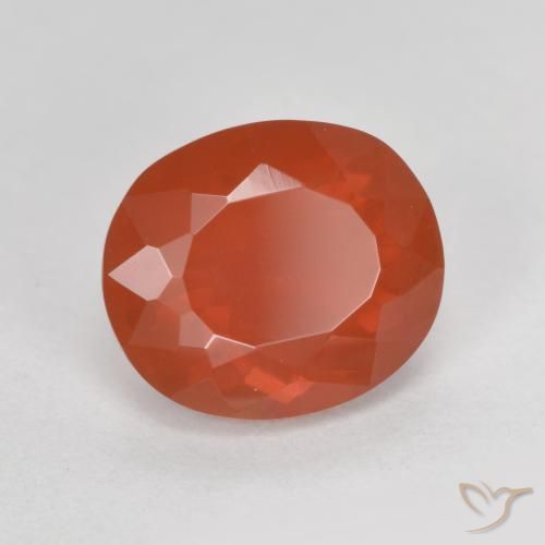 1.50 ct Red Fire Opal Stone, Natural Fire Opal in Oval Facet Shape for Sale