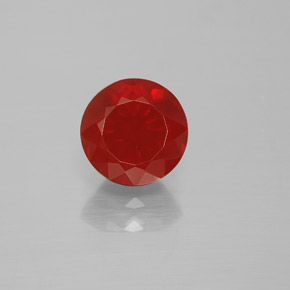 1.40 ct Orange Fire Opal Gemstone, Fire Opal Gem in Round Facet Shape for Sale.