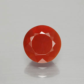 1.37 ct Orange Fire Opal Gemstone, Fire Opal Gem in Round Facet Shape for Sale.