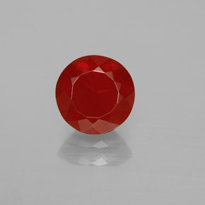 1.53 ct Orange Fire Opal Gemstone, Fire Opal Gem in Round Facet Shape for Sale.