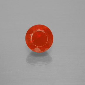 1.02 ct Orange Fire Opal Gemstone, Fire Opal Gem in Round Facet Shape for Sale.