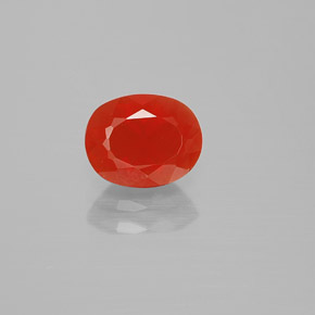 1.10 ct Orange Fire Opal Gemstone, Fire Opal Gem in Oval Facet Shape for Sale.
