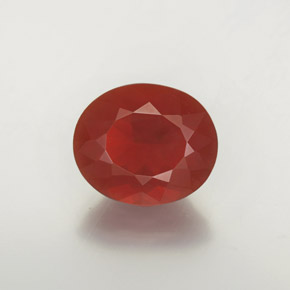2.96 ct Red Fire Opal Gemstone, Fire Opal Gem in Oval Facet Shape for Sale.