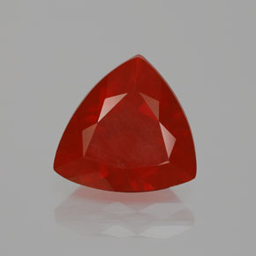 2.46 ct Red Fire Opal Gemstone, Fire Opal Gem in Trillion Facet Shape for Sale.