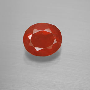 2.24 ct Orange Fire Opal Gemstone, Fire Opal Gem in Oval Facet Shape for Sale.