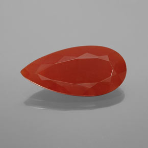 4.41 ct Orange Fire Opal Gemstone, Fire Opal Gem in Pear Facet Shape for Sale.