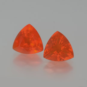 1.64 ct Orange Fire Opal Gemstone, Fire Opal Gem in Trillion Facet Shape for Sale.