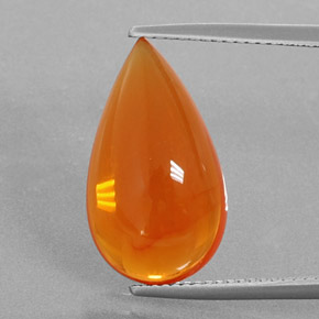 6.77 ct Orange Fire Opal Gemstone, Fire Opal Gem in Pear Cabochon Shape for Sale.