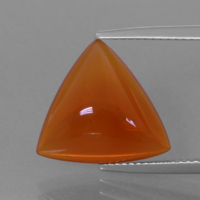 5.21 ct Orange Fire Opal Gemstone, Fire Opal Gem in Trillion Cabochon Shape for Sale.