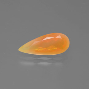 1.64 ct Orange Fire Opal Gemstone, Fire Opal Gem in Pear Facet Shape for Sale.