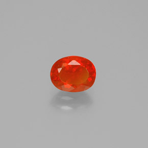 0.62 ct Orange Fire Opal Gemstone, Fire Opal Gem in Oval Facet Shape for Sale.