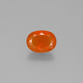 0.75 ct Orange Fire Opal Gemstone, Fire Opal Gem in Oval Facet Shape for Sale.