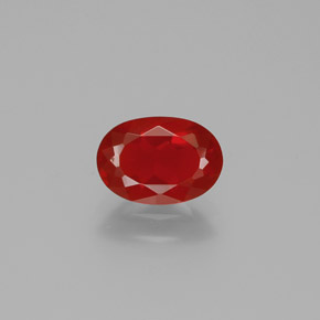 0.89 ct Orange Fire Opal Gemstone, Fire Opal Gem in Oval Facet Shape for Sale.