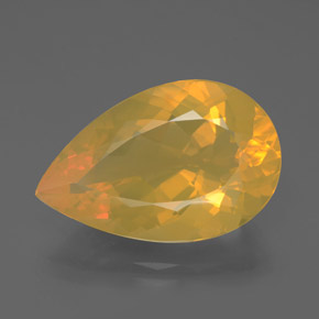 10.72 ct Yellow Fire Opal Gemstone, Fire Opal Gem in Pear Facet Shape for Sale.