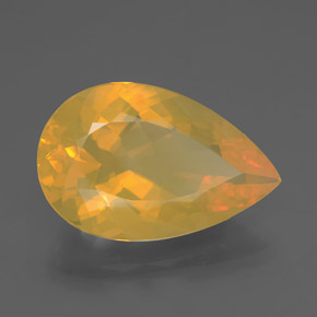 10.72 ct Yellow Fire Opal Stone, Natural Fire Opal in Pear Facet Shape for Sale
