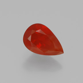 0.98 ct Orange Fire Opal Gemstone, Fire Opal Gem in Pear Facet Shape for Sale.