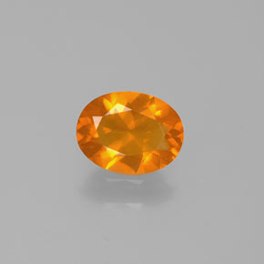 0.77 ct Orange Fire Opal Gemstone, Fire Opal Gem in Oval Facet Shape for Sale.