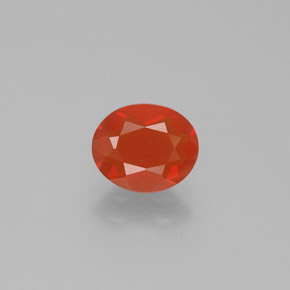0.74 ct Orange Fire Opal Gemstone, Fire Opal Gem in Oval Facet Shape for Sale.