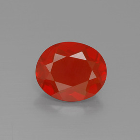 1.24 ct Orange Fire Opal Gemstone, Fire Opal Gem in Oval Facet Shape for Sale.