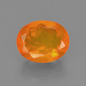 1.59 ct Orange Fire Opal Gemstone, Fire Opal Gem in Oval Facet Shape for Sale.