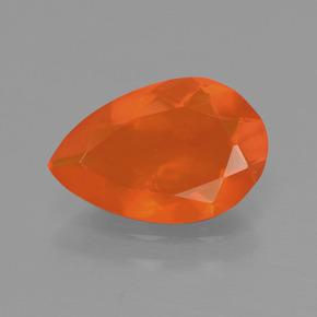 1.46 ct Orange Fire Opal Gemstone, Fire Opal Gem in Pear Facet Shape for Sale.