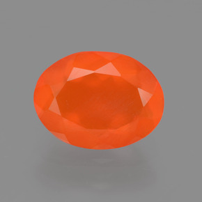 1.63 ct Orange Fire Opal Gemstone, Fire Opal Gem in Oval Facet Shape for Sale.