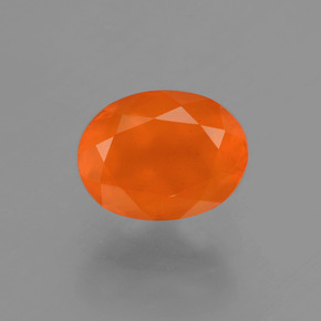 1.09 ct Orange Fire Opal Gemstone, Fire Opal Gem in Oval Facet Shape for Sale.