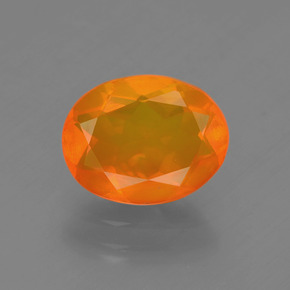 1.27 ct Orange Fire Opal Gemstone, Fire Opal Gem in Oval Facet Shape for Sale.