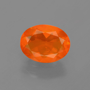 0.93 ct Orange Fire Opal Gemstone, Fire Opal Gem in Oval Facet Shape for Sale.
